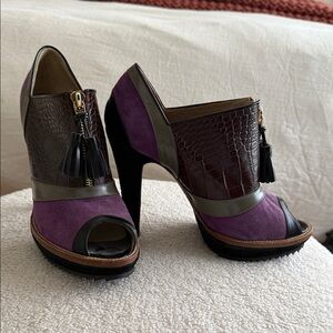 Etro Purple and Brown Heels with Tassel Detail